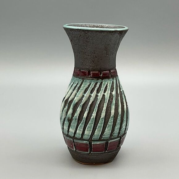 Vintage Italian Lava Glaze Pottery Sgraffito Flared Vase Bitossi MCM - Picture 4 of 10